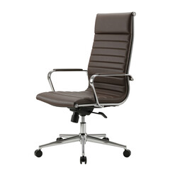 Modern executive office chair with chrome accents isolated on transparent background