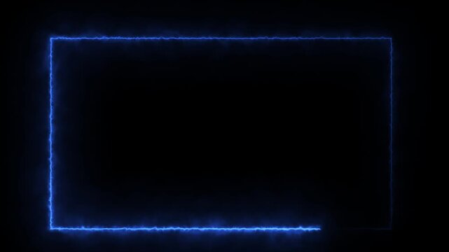 Animated glowing blue rectangle outline frame with electric lightning effect loop