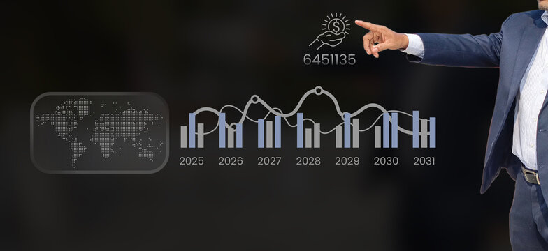 Global financial growth projection 2025 to 2031, digital economy analytics, corporate investment strategy metrics, business intelligence timeline visualization, fast capital allocation trend dashboard