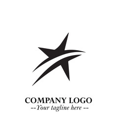 Black Star Moving Fast Logo Symbol in Dynamic Minimal Vector Style on Clean White Background