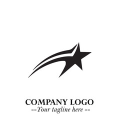 Black Star Moving Fast Logo Symbol in Dynamic Minimal Vector Style on Clean White Background