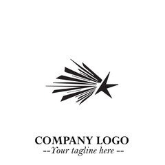 Black Star Moving Fast Logo Symbol in Dynamic Minimal Vector Style on Clean White Background