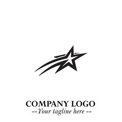 Black Star Moving Fast Logo Symbol in Dynamic Minimal Vector Style on Clean White Background