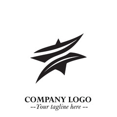 Black Star Moving Fast Logo Symbol in Dynamic Minimal Vector Style on Clean White Background