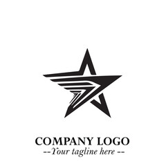 Black Star Moving Fast Logo Symbol in Dynamic Minimal Vector Style on Clean White Background
