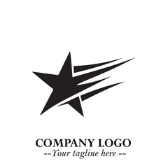 Black Star Moving Fast Logo Symbol in Dynamic Minimal Vector Style on Clean White Background