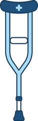 Medical crutch mobility aid icon for injury recovery, orthopedic support and patient rehabilitation care
