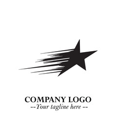Black Star Moving Fast Logo Symbol in Dynamic Minimal Vector Style on Clean White Background