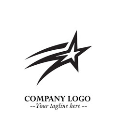 Black Star Moving Fast Logo Symbol in Dynamic Minimal Vector Style on Clean White Background
