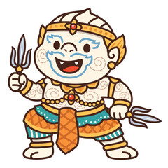 Cute Hanuman Thai Traditional Cartoon Character