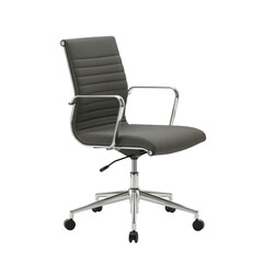 Modern office chair with chrome accents isolated on transparent background