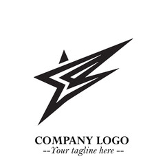 Black Star Moving Fast Logo Symbol in Dynamic Minimal Vector Style on Clean White Background