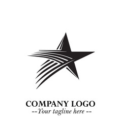 Black Star Moving Fast Logo Symbol in Dynamic Minimal Vector Style on Clean White Background