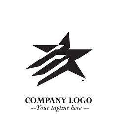Black Star Moving Fast Logo Symbol in Dynamic Minimal Vector Style on Clean White Background