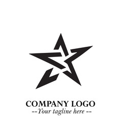 Black Star Moving Fast Logo Symbol in Dynamic Minimal Vector Style on Clean White Background