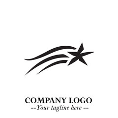 Black Star Moving Fast Logo Symbol in Dynamic Minimal Vector Style on Clean White Background