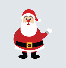 Illustration of a cartoon santa claus character in red suit with white beard and hat