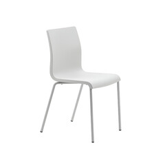 Modern white chair with metal legs isolated on transparent background