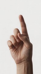 Hand Pointing Up Against White Background