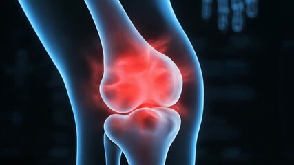 Progression of Knee Joint Pain in Blue Toned X-Ray Visualization Representing Increasing Discomfort and Medical Condition Awareness