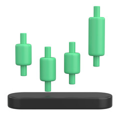 Stock Trading Chart. Gold Trading Chart. 3D Illustration.