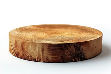 A Beautifully Crafted Round Wooden Block Showcasing Natural Grain Patterns, Perfect for Artistic Projects, Home Decor, or Culinary Uses in a Minimalist Presentation