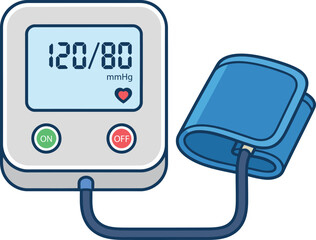 Digital blood pressure monitor device icon for home health tracking, hypertension checks and medical diagnostics