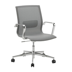 Modern gray mesh office chair isolated on transparent background