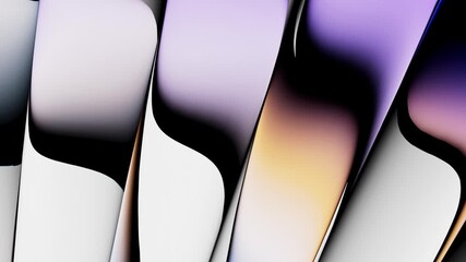 Animation on refracting bubbles in a reeded glass effect. 3d render of an motion of a abstract fluid shapes in soft neon color gradient. Sense of depth and fluidity