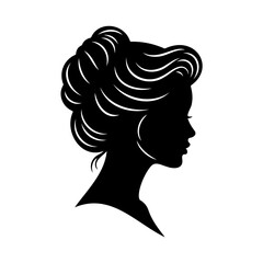 Silhouette of a woman with an elegant updo hairstyle in black and white