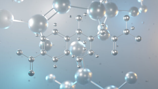 chloramphenicol molecular structure, 3d model molecule, antibiotic structural chemical formula view from a microscope