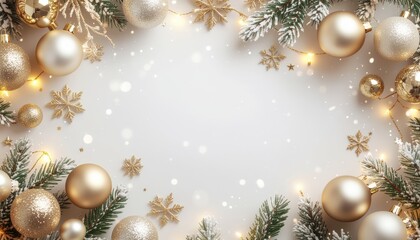Festive holiday decoration featuring gold and silver ornaments christmas celebration seasonal background cozy atmosphere close-up view joyful spirit and cheer