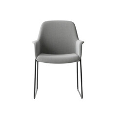Modern gray armchair with metal legs isolated on transparent background