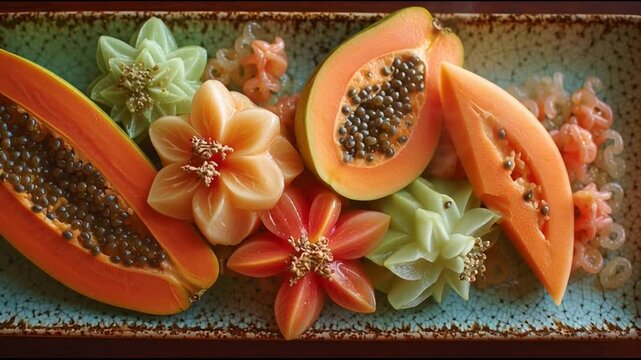 Tropical Fruit Platter With Papaya Guava And