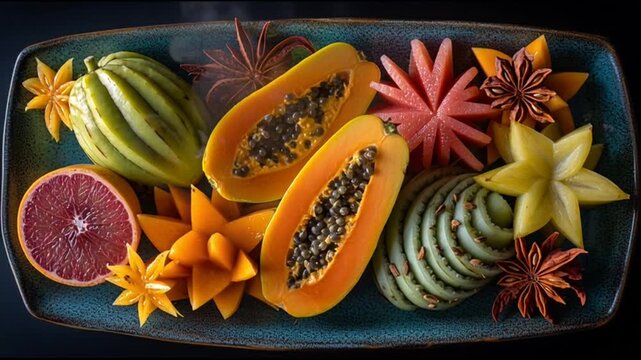 Tropical Fruit Platter With Papaya Guava And