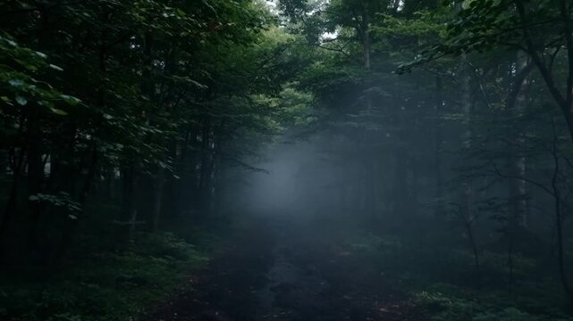 A 360&deg; looping video of a mysterious, magical forest with a dark, foggy passage&mdash;evoking an eerie atmosphere of fear, horror, and curiosity.