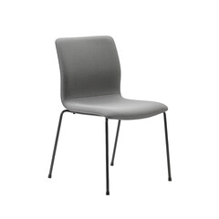 Modern gray plastic chair with metal legs isolated on transparent background