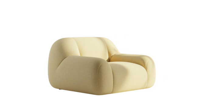 Comfortable cream colored armchair isolated on transparent background