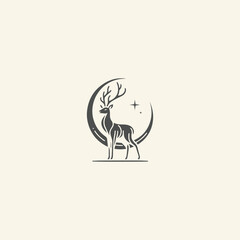 Fototapeta premium Deer moon logo design template