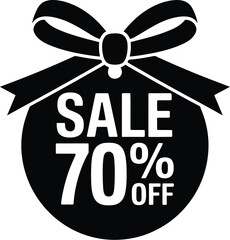 Sale seventy percent off tag black and white discount offer promotion shopping retail