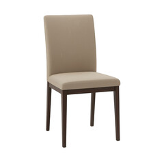 Modern upholstered dining chair with dark wood legs isolated on transparent background