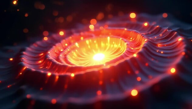 Radiant polygons rotating around light core 
