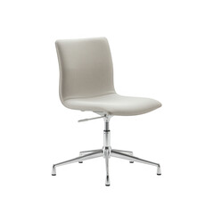Modern white office chair with chrome base isolated on transparent background