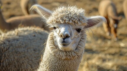 Adorable Fluffy Alpaca Portrait