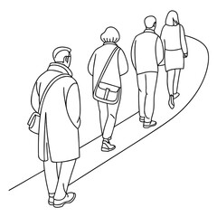 continuous line drawing of friends group enjoy school finish