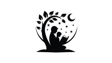 A heartwarming silhouette of a parent and child embracing symbolizing love connection and family bonds in a dynamic composition