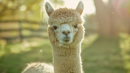 Adorable Fluffy Alpaca Portrait