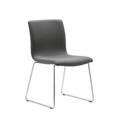 Modern dark gray chair with silver legs isolated on transparent background