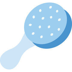 Light Blue Round Hairbrush with Handle on Transparent Background Isolated Product Photography Clean Object Beauty Tool Personal Care Item Grooming Accessory Gentle Bristles