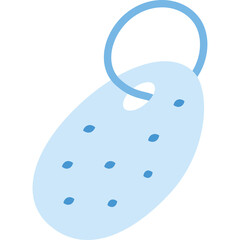 Light Blue Oval Keychain With Seven Dark Blue Dots And A Silver Ring On A White Background Simple Icon Graphic Design Element With No Background
